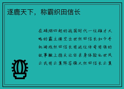 逐鹿天下，称霸织田信长